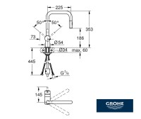 MEDIDAS MONOMANDO COCINA EXTRAIBLE MINTA GROHE